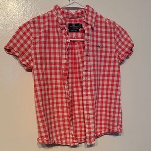 Vineyard Vines Red (light) and White Checkered Shirt